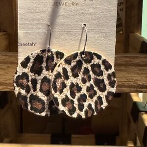 Cork+Leather Round Earring "Chocolate Cheetah" - NEW WITH TAGS